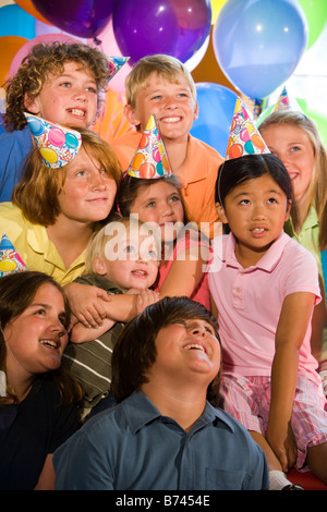 Group portrait at childrens birthday party Stock Photo