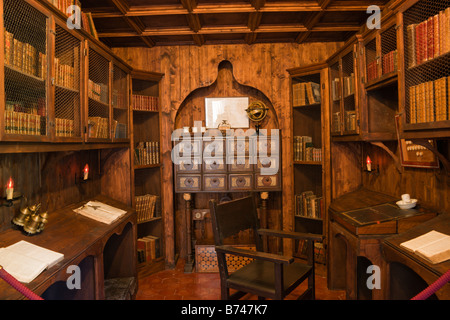 Mallorca Sa Granja country house religious library writing room or scriptorium for writing sermons Stock Photo