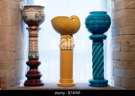 Three jardiniere containers exhibited in  Salts Mill at Shipley Stock Photo