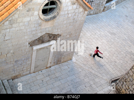 A view of the rooftops and city walls of the old town of Dubrovnik in Croatia on the Adriatic Coast in Eastern Europe. Stock Photo