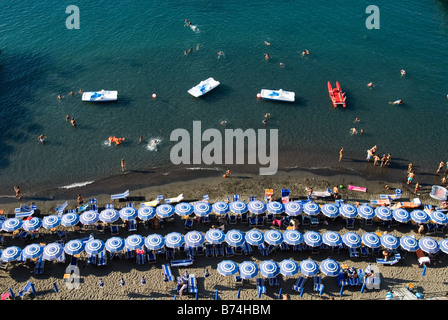 Looking down on waterside beach and coastal resort of Sorrento Bay of Naples Stock Photo