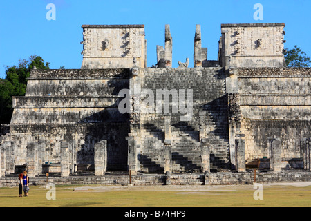 Temple of The Warriors facade in Chichen Itza Yucatan Mexico Stock Photo