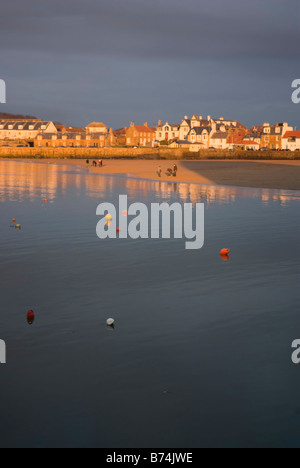 Warm sunset on seafront of Elie East Neuk Fife Scotland Stock Photo