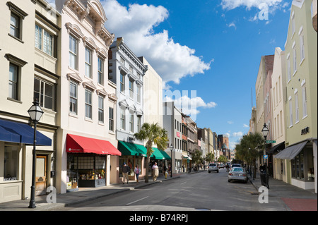 Shops on King Street in the historic district, Charleston, South Carolina, USA Stock Photo