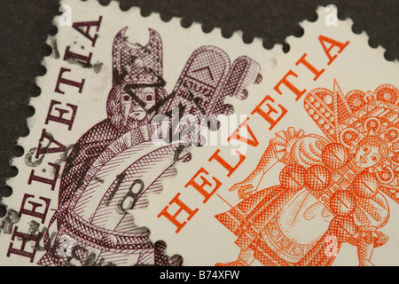 Helvetia Swiss postage post mail stamp from Switzerland Stock Photo