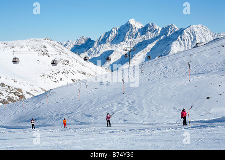 drag lift near mountain station Gamsgarten at Stubai Glacier in Tyrol, Austria Stock Photo