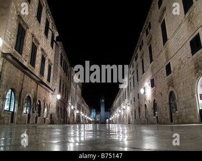 A view of the streets in the old town of Dubrovnik in Croatia on the Adriatic Coast in Eastern Europe. Stock Photo