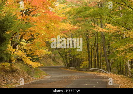 WISCONSIN - Autumn foliage along the road up Rib Mountain in Rib Mountain State Park near Wausau. Stock Photo