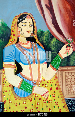 traditional indian wall painting or frescoe near nawalgarh Stock Photo