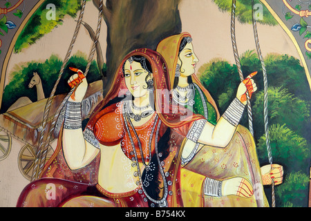 traditional indian wall painting or frescoe near nawalgarh Stock Photo