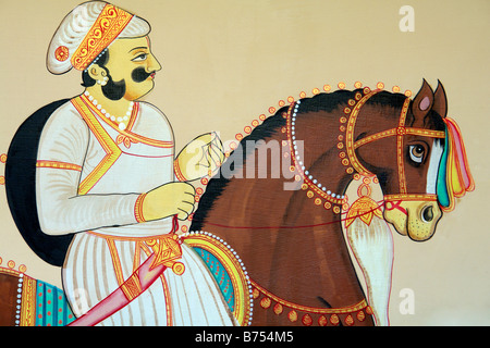 traditional indian wall painting or frescoe near nawalgarh Stock Photo