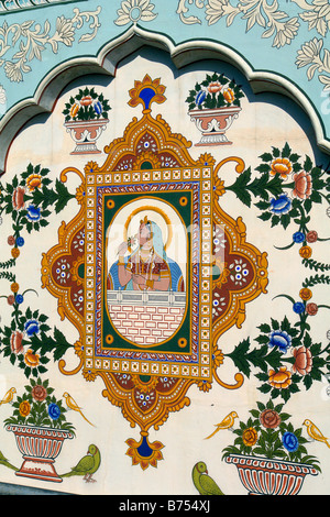 wall painting or frescoe at the anandilal poddar haveli in nawalgarh Stock Photo