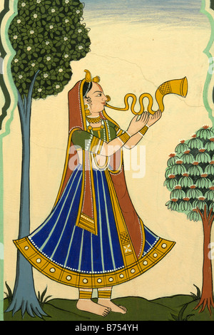 wall painting or frescoe detail at the anandilal poddar haveli in nawalgarh Stock Photo