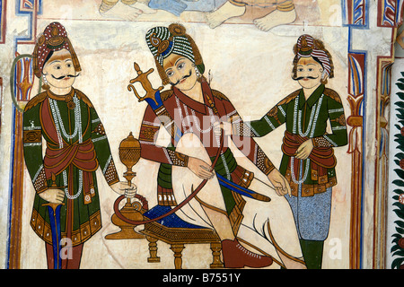 frescoe wall painting at the anandilal poddar haveli in nawalgarh Stock Photo