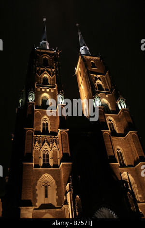 Saint John Cathedral towers Ostrów Tumski Wrocław by night Lower ...
