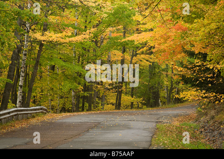 WISCONSIN - Autumn foliage along the road up Rib Mountain in Rib Mountain State Park near Wausau. Stock Photo