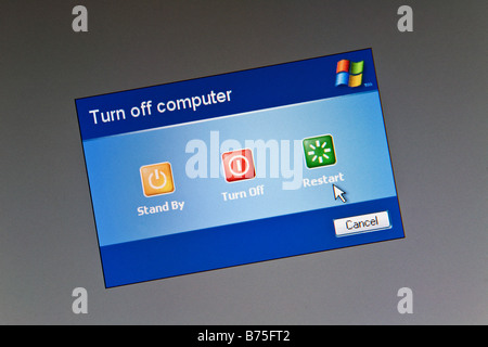 Windows XP Restart screen Stock Photo