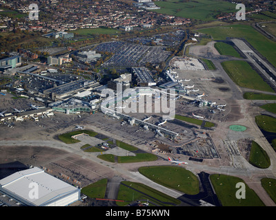 Manchester Airport from the air, Northern England Stock Photo