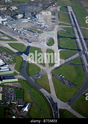 Manchester Airport from the air, Northern England Stock Photo