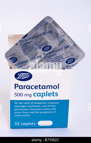 Packet of paracetamol caplets for curing a headache Stock Photo - Alamy