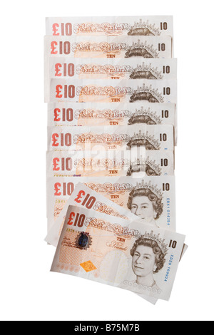 One hundred pounds in ten pound notes Stock Photo