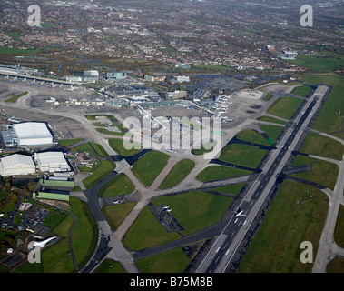 Manchester Airport from the air, Northern England Stock Photo