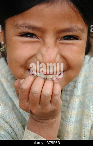 A girl in Peru's Cordillera Blanca Stock Photo