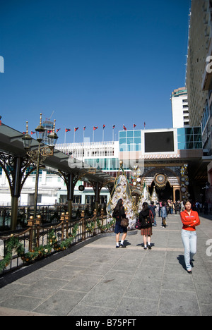 Christmas decorations on walkway, Harbour City, Tsim Sha Tsui, Kowloon Peninsula, Hong Kong, People's Republic of China Stock Photo