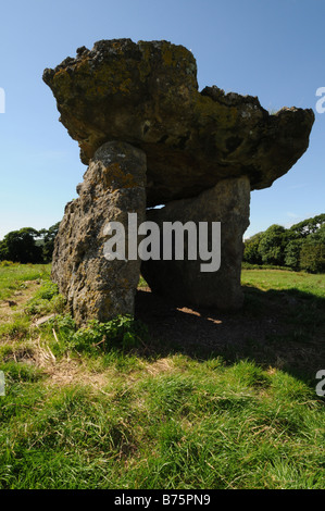 St Lythans megalithic long barrow burial chamber near St Nicholas Vale of Glamorgan South Wales Stock Photo