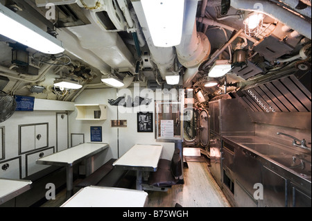 After Battery Compartment & dining area of the submarine USS Clamagore, Patriots Point Naval Museum, Charleston, South Carolina Stock Photo