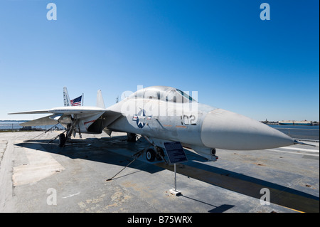 Grumman F-14A Tomcat on deck of USS Yorktown aircraft carrier, Patriots Point Naval Museum, Charleston Stock Photo