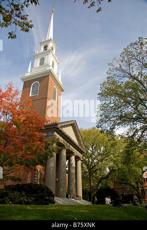 The Memorial Church located in Harvard Yard at Harvard University in Cambridge Greater Boston Massachusetts USA Stock Photo