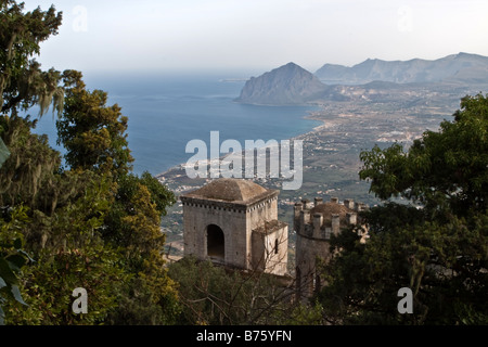 Panoramic view from Erice (TP), Trapani, Sicily, Italy Stock Photo