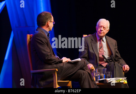 Former US President Jimmy Carter speaking at Hay Festival 2008 Hay on Wye Powys Wales UK EU Stock Photo