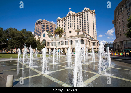 Plaza de Cesar Chavez,  The Fairmont San Jose, Market Street, San Jose, California, USA Stock Photo