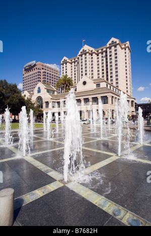 Plaza de Cesar Chavez,  The Fairmont San Jose, Market Street, San Jose, California, USA Stock Photo