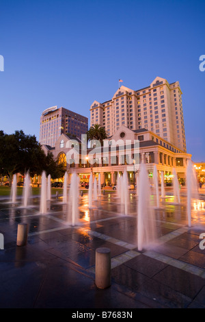 Plaza de Cesar Chavez,  The Fairmont San Jose, Market Street, San Jose, California, USA Stock Photo