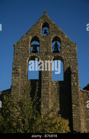 the old church and bells of Saint-Julia de Gras Capou Haute-Garonne - Midi-Pyrénées Stock Photo