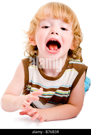 happy three year old boy Stock Photo