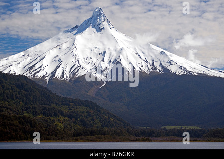 Puntiagudo Volcano viewed from Lago Petrohue Stock Photo