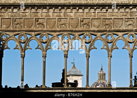 arches of the papal palace in Viterbo in Italy Stock Photo