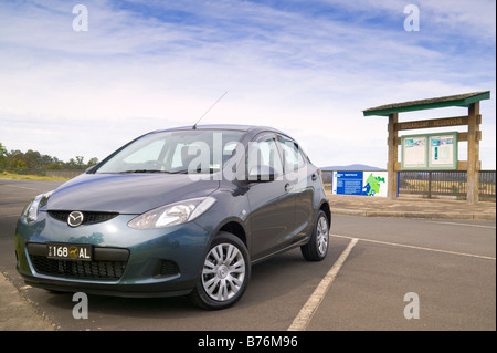 Mazda 2 parked in a lot at Sugarloaf Reservoir Park, Melbourne, Australia. Stock Photo