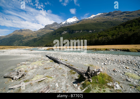 The Mount Earnslaw range from the Rees Valley, Rees Dart track, Mount Aspiring National Park, South Island, New Zealand Stock Photo