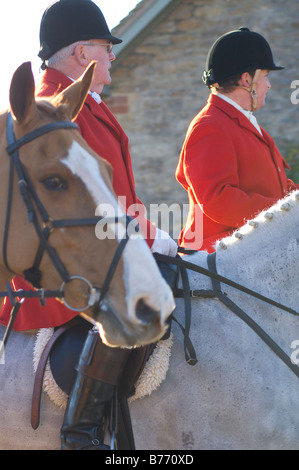 Teh Avon Vale Hunt on it's traditional Boxing day Fox Huntt two riders Stock Photo