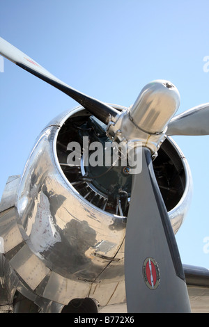Radial engine and prop from a classic Douglas DC-3 Aircraft Stock Photo