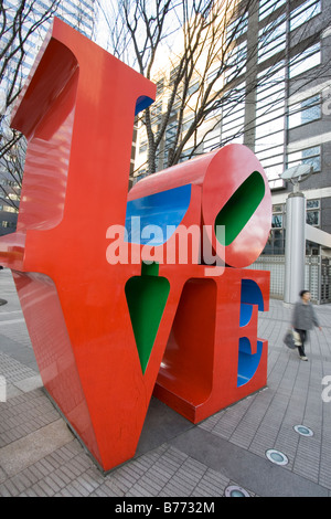 modern art sculpture LOVE by Robert Indiana in central Shinjuku Tokyo Japan Stock Photo