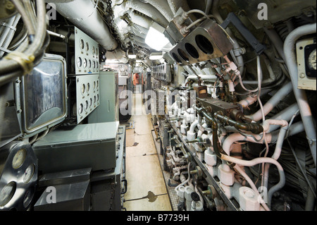 Control room of the 1945 diesel powered submarine USS Clamagore, Patriots Point Naval Museum, Charleston, South Carolina Stock Photo