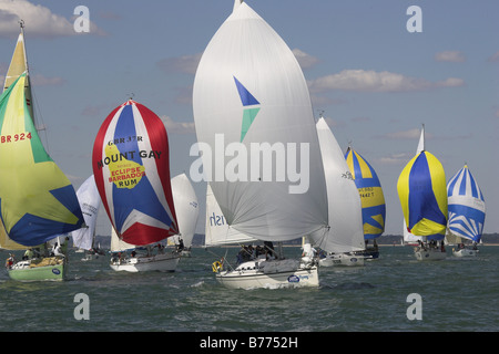 Yacht Racing Cowes Week 2007 Stock Photo