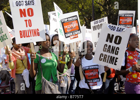 Thousands marched through London with parents & families of murdered teen victims of gun and knife crime Sept 20th 2008. Stock Photo