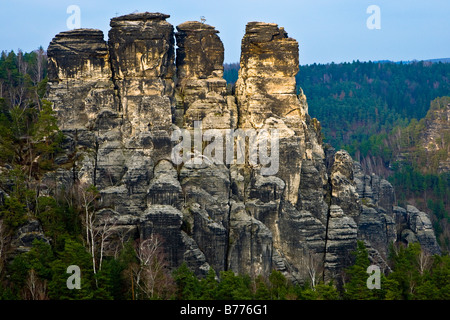 Bastei, rock formation in Saxon Switzerland, Saxony, Germany, Europe Stock Photo